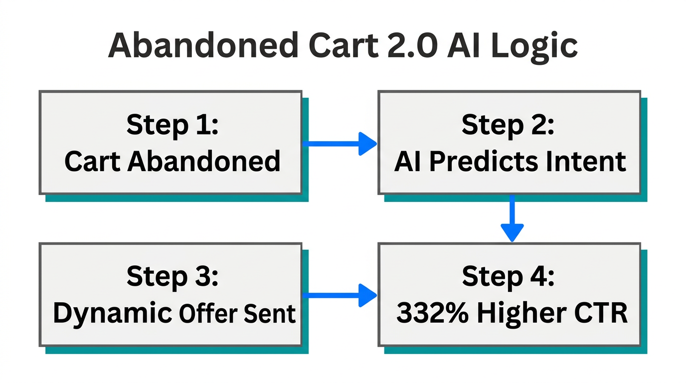 The logic flow of AI-driven abandoned cart recovery in 2026.