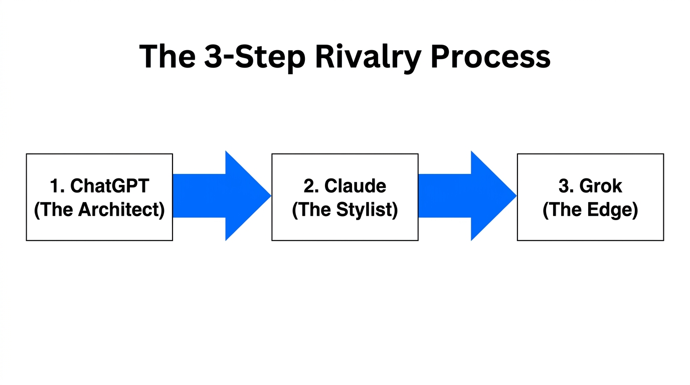 The Three-Step Rivalry Process for optimizing AI marketing copy.