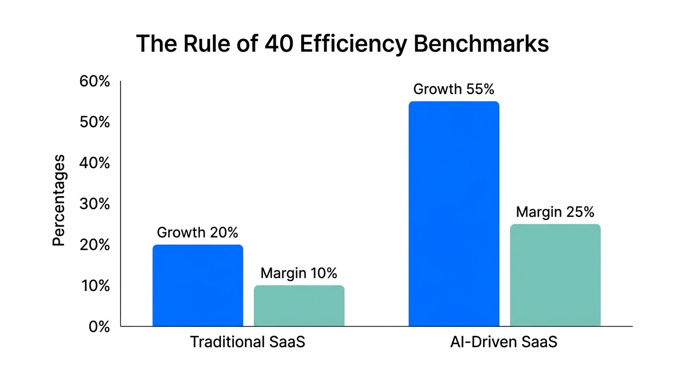 Comparison of growth and profitability metrics for AI-leveraged startups