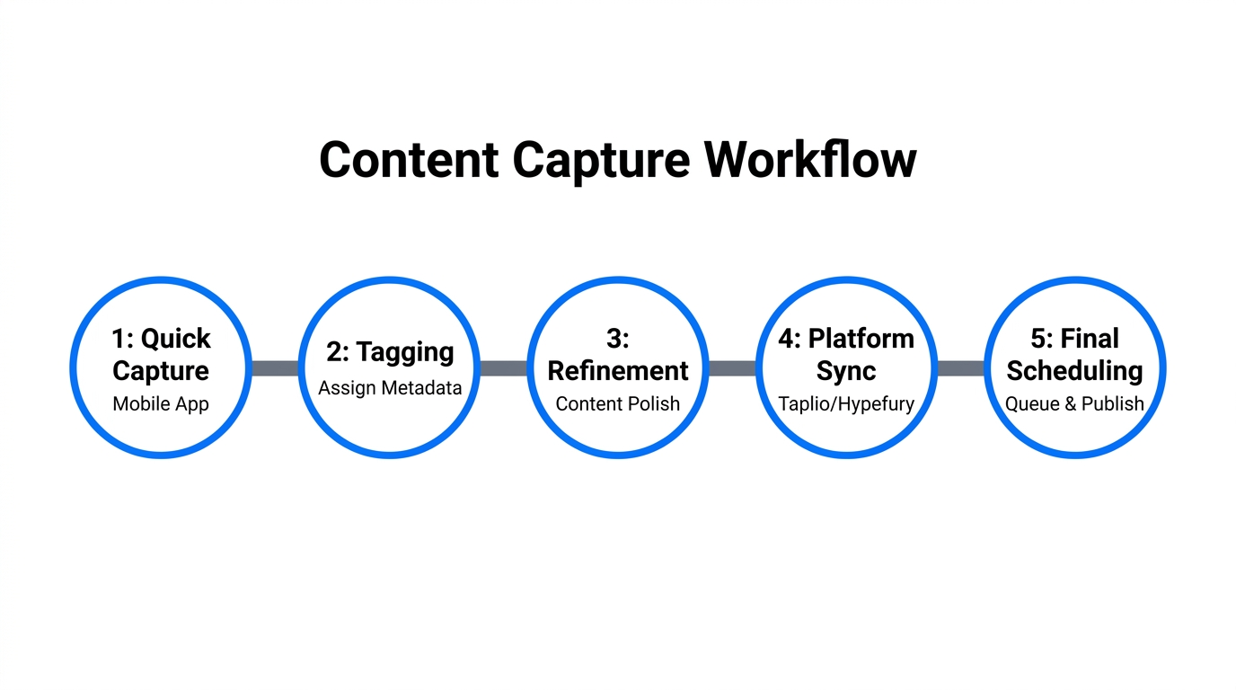 Visual workflow for capturing and syncing ideas across platforms.