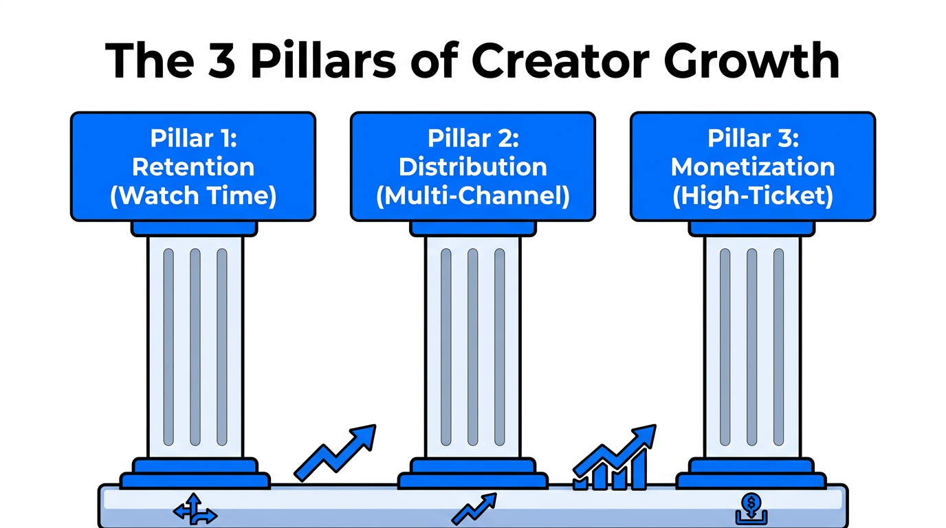 The core pillars of a sustainable creator business model.