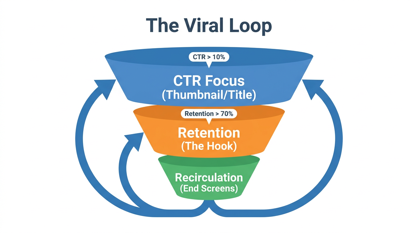 Mr. Beast's YouTube growth funnel focused on high-performance metrics.