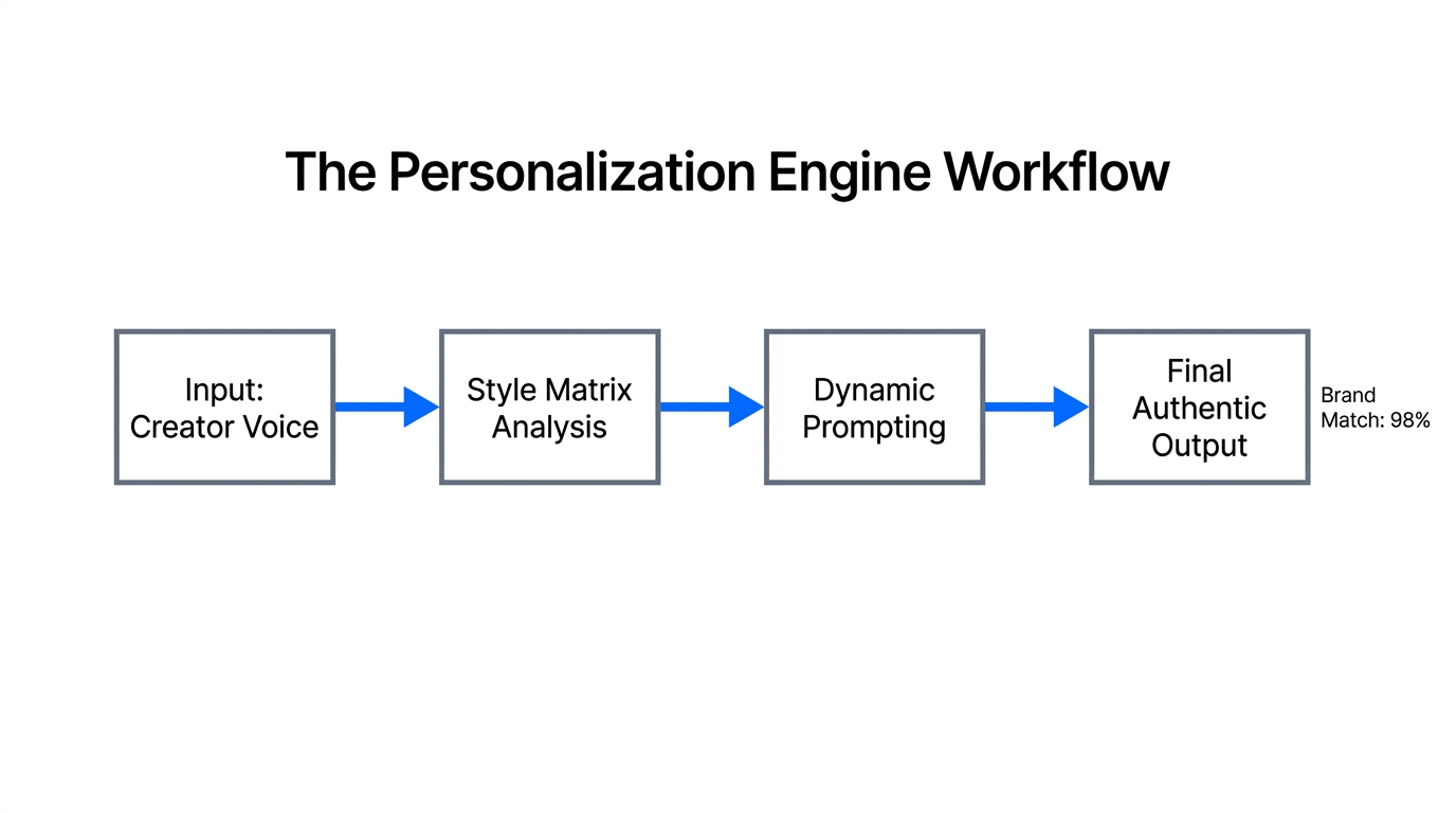 Step-by-step workflow for converting raw ideas into personalized brand content.