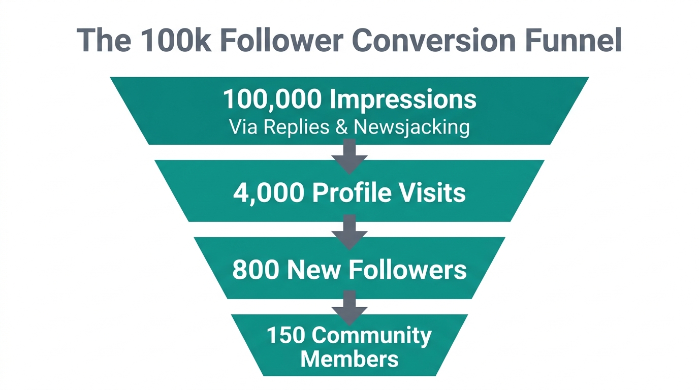 Conversion metrics from top-of-funnel impressions to community members.