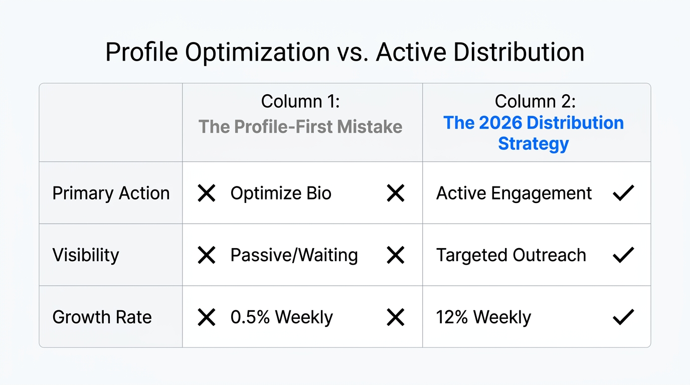 Comparison of the traditional profile-first approach versus active distribution.