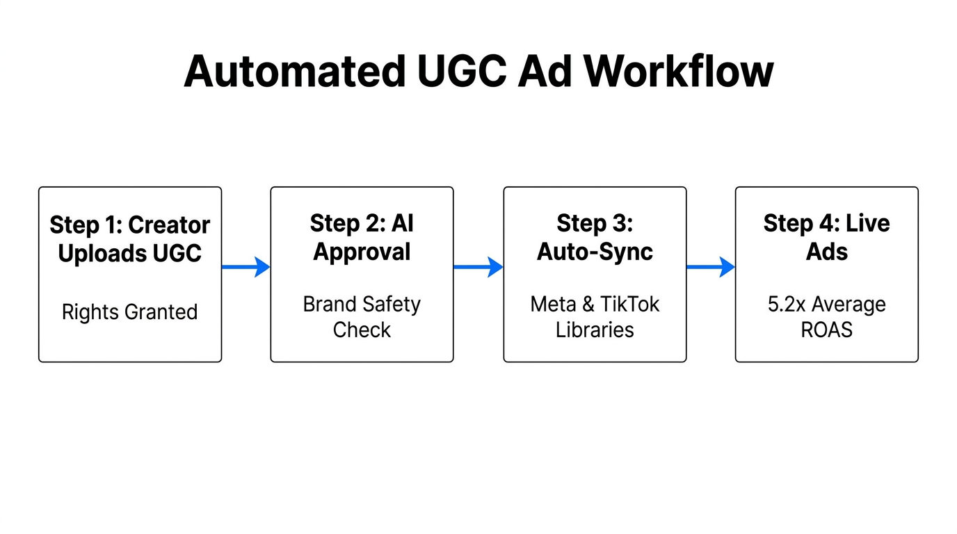 The automated workflow for converting creator content into high-performing ads.