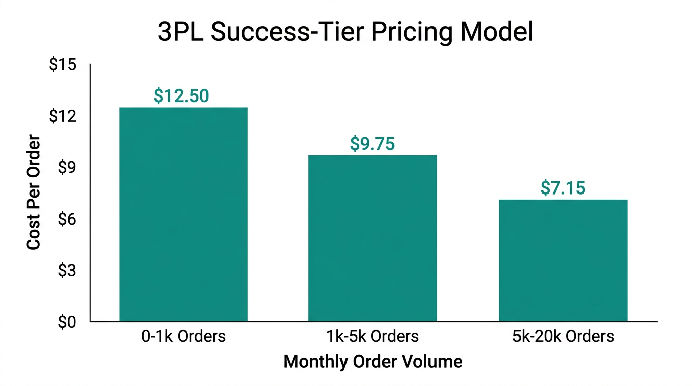 How fulfillment costs decrease as your brand scales through tiers.