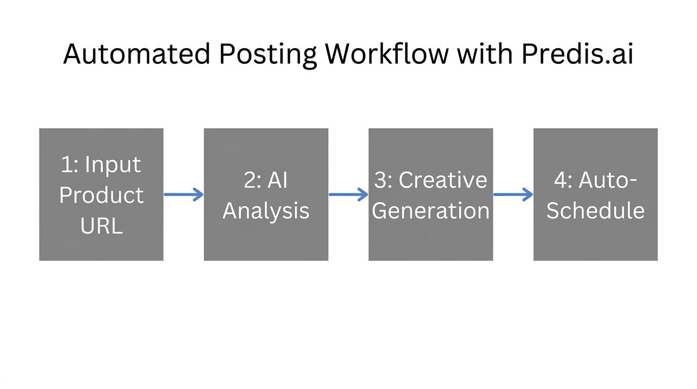 A 4-step workflow for automating product posts with Predis.ai.