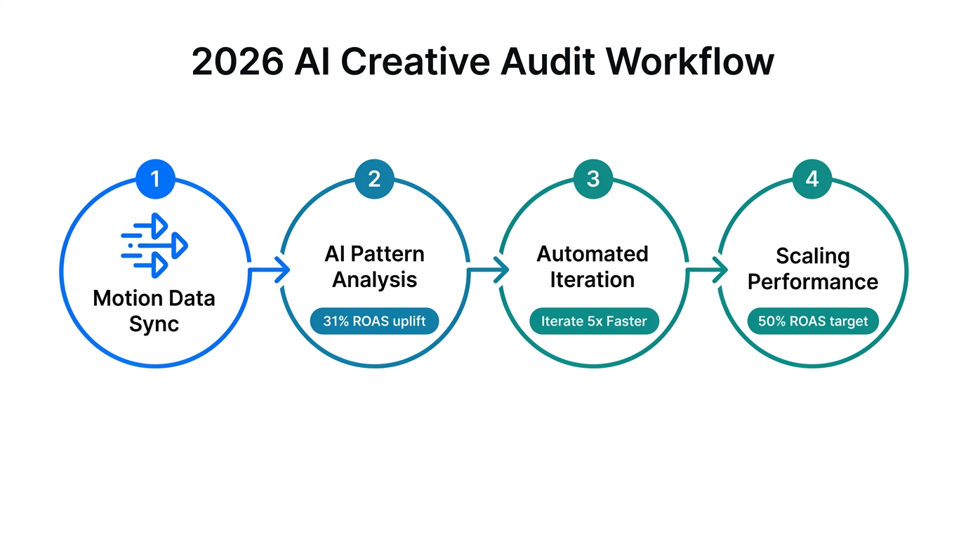 A four-step workflow for scaling ROAS using AI creative audits.