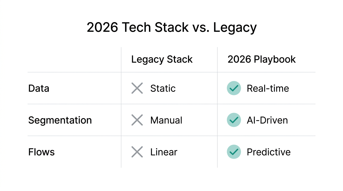 Key differences between traditional and modern retention technology stacks.