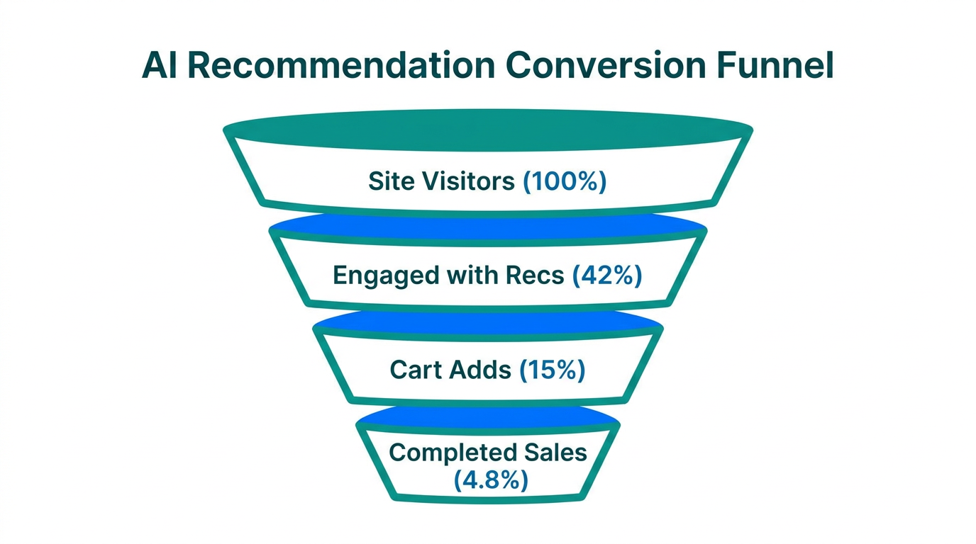 Impact of AI recommendations on the user conversion funnel stages.