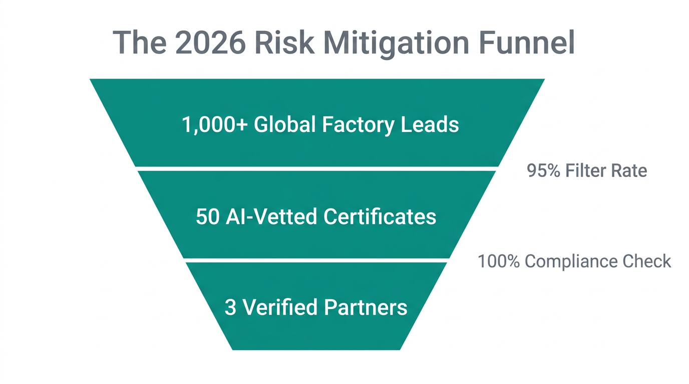 Visualizing how AI filters high-risk leads into reliable manufacturing partners.