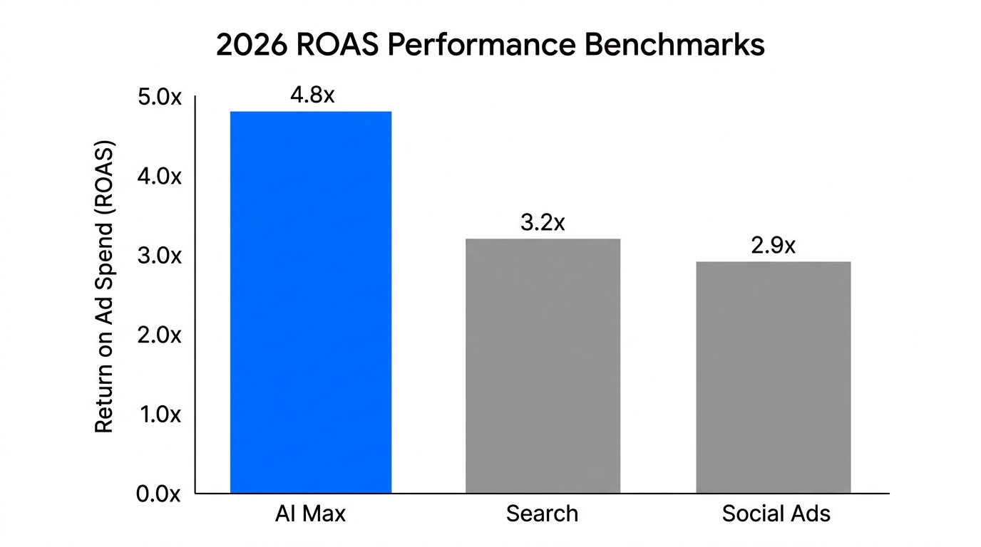 Comparison of ROAS efficiency across primary 2026 marketing channels.