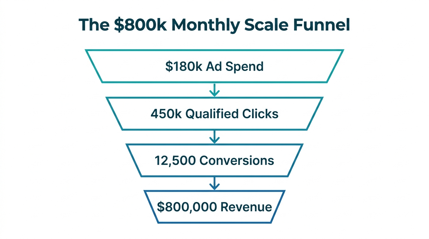 The conversion funnel mechanics required for $800k monthly revenue.