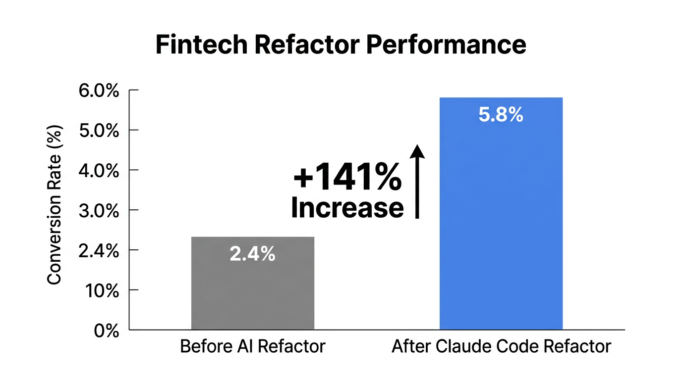 Conversion rate growth following a landing page refactor via Claude Code.