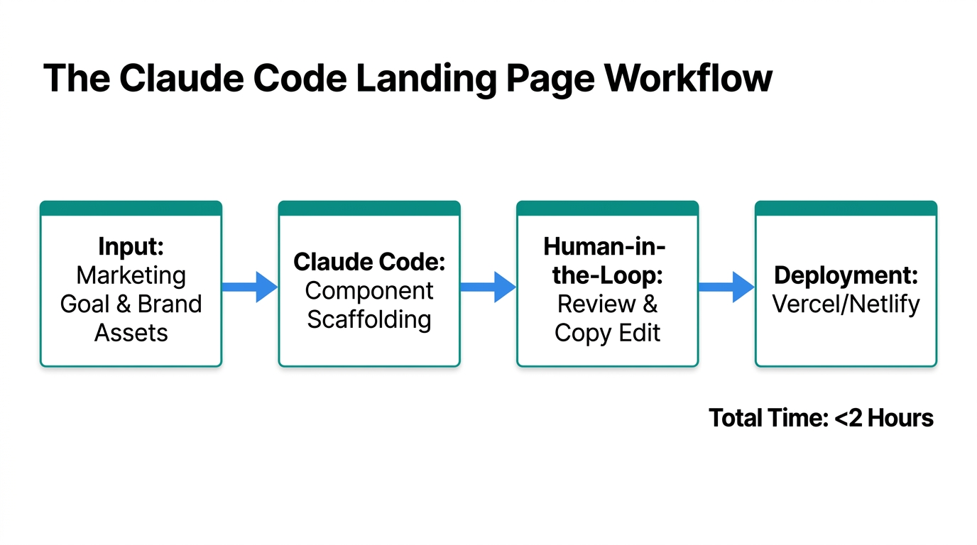 Step-by-step workflow for generating high-conversion pages using Claude Code.