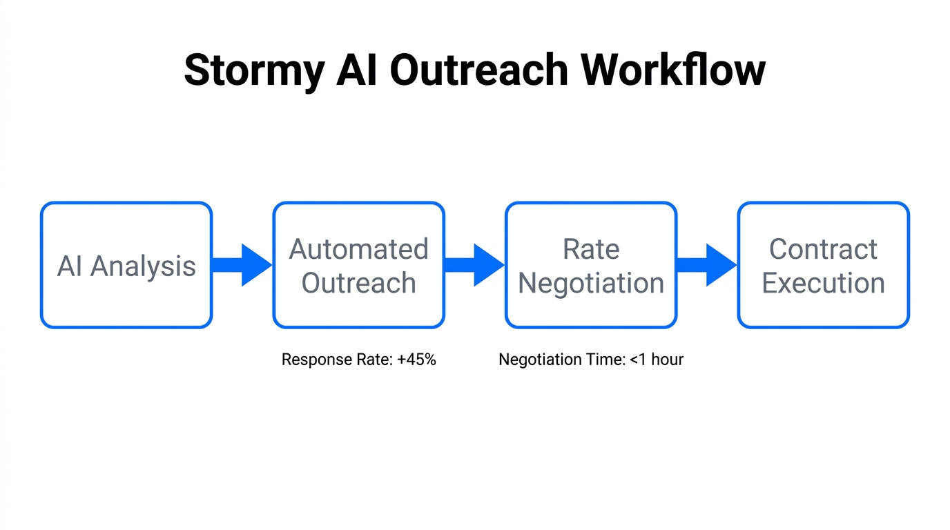 The Stormy AI workflow for automated outreach and negotiation.