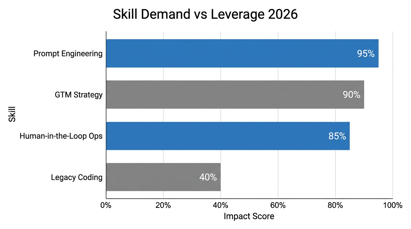 Analysis of high-leverage skills required for the 2026 AI agent market.