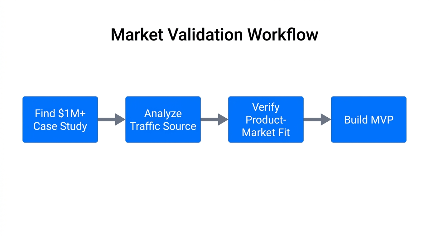Step-by-step framework for validating a brand using Starter Story data.