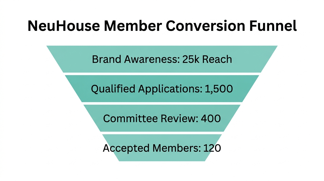 Conversion metrics for the NeuHouse membership acquisition model.