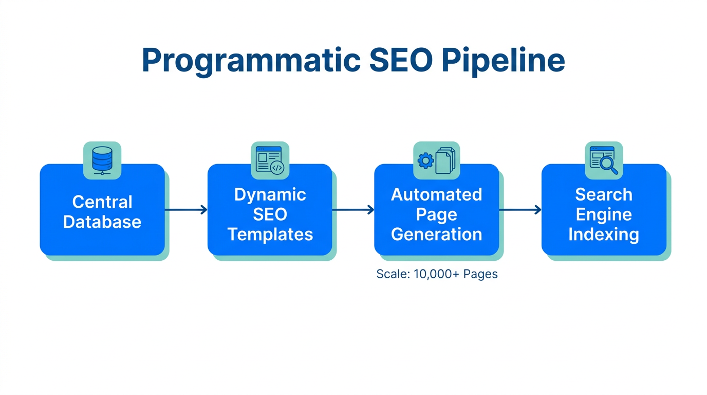 The workflow for scaling ecommerce pages through programmatic architecture.