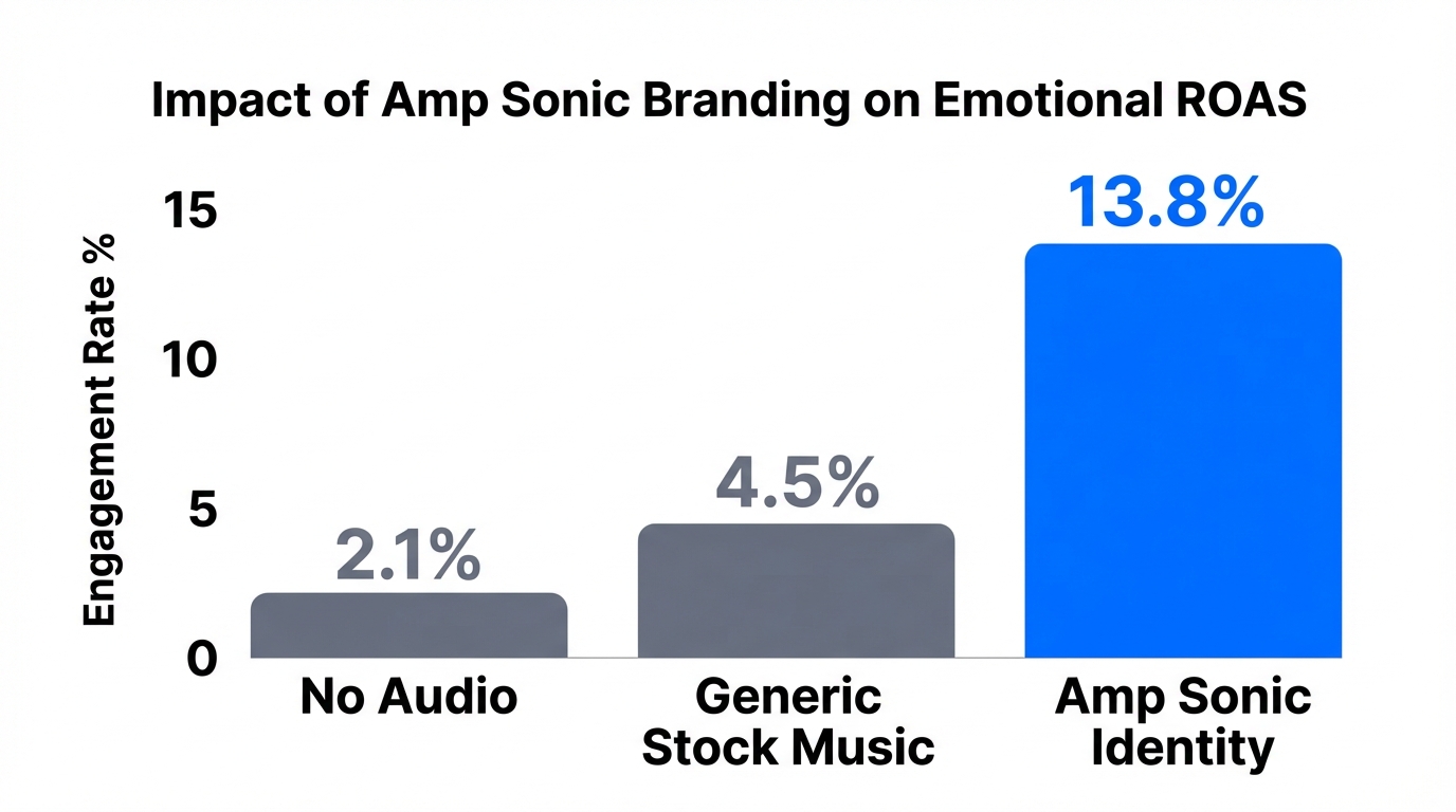 Comparison of engagement rates using Amp sonic branding versus generic audio.