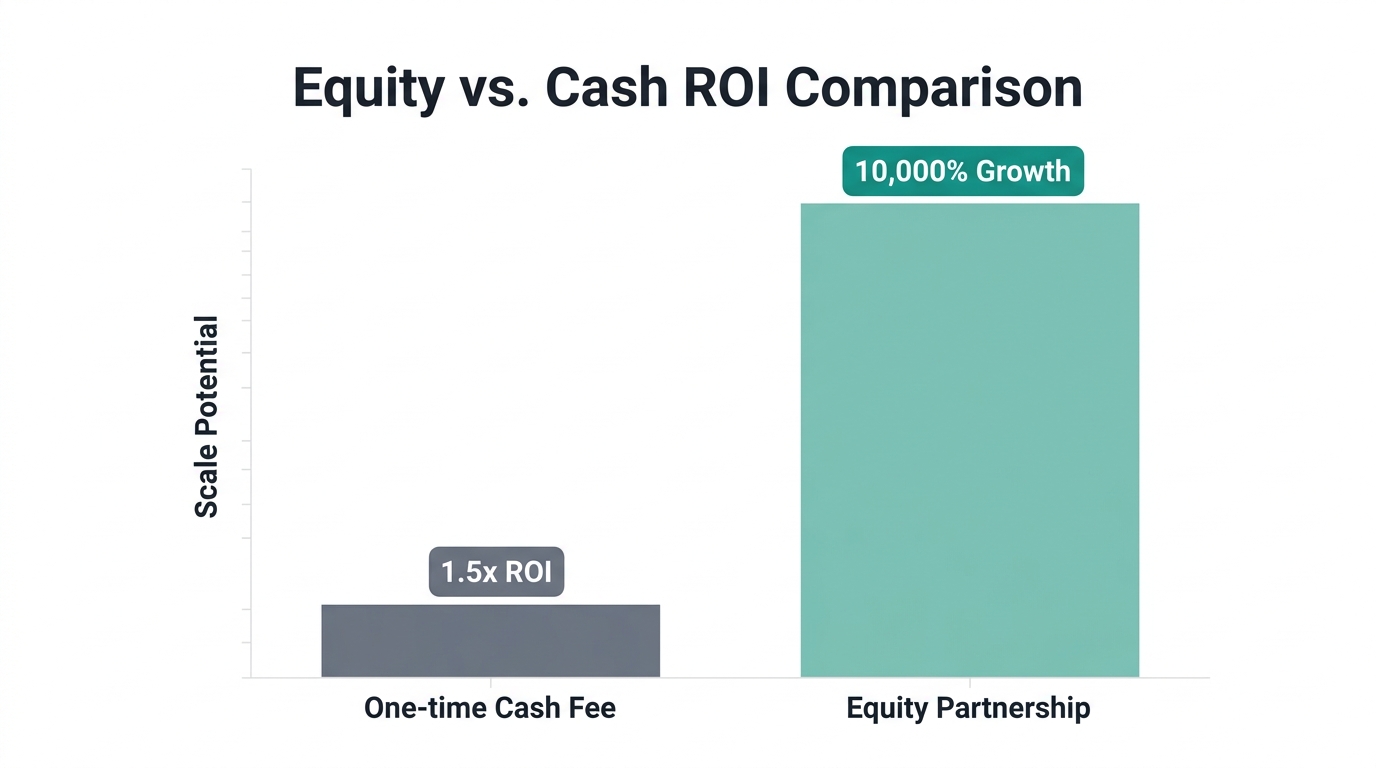 Comparison of growth potential between cash fees and equity deals
