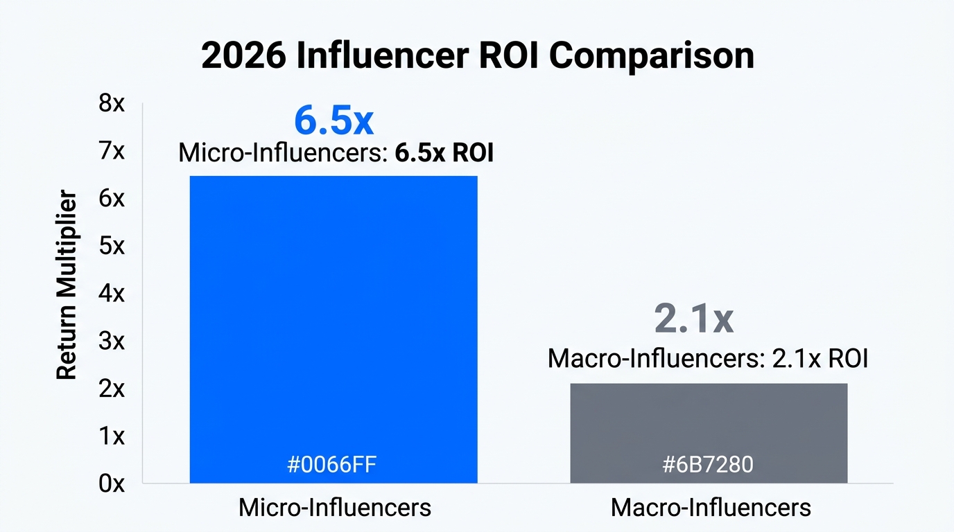 Micro-influencers provide significantly higher ROI compared to macro-influencers in 2026.