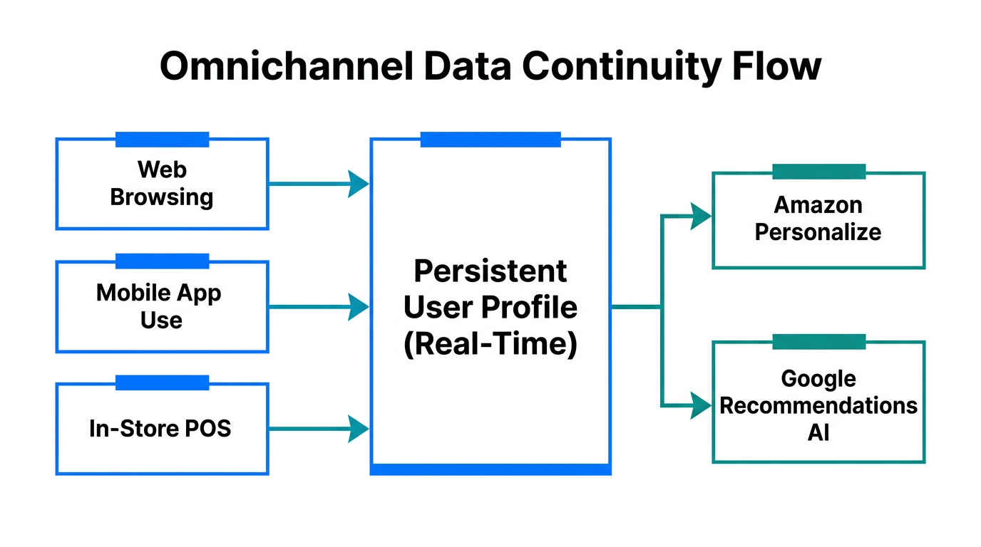 Workflow showing data flow from touchpoints to a persistent profile.