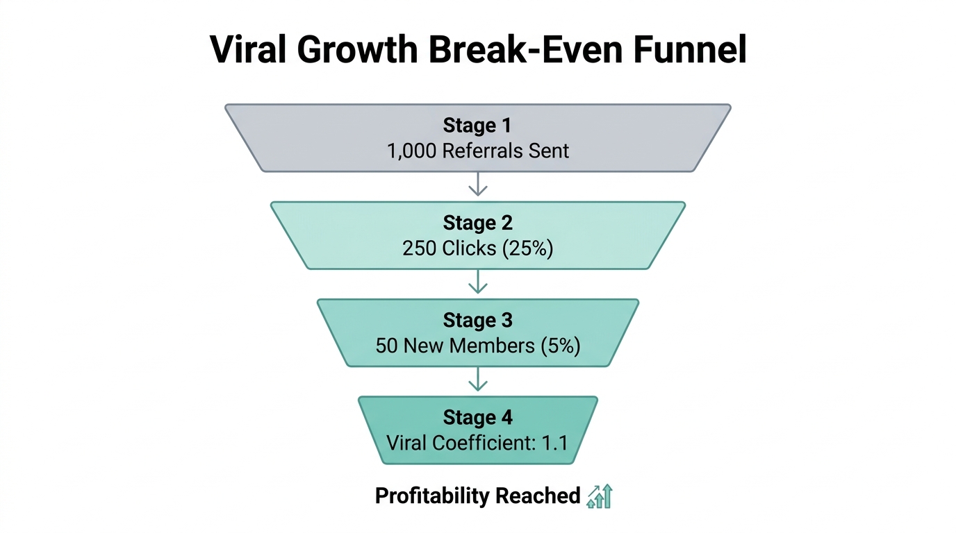 Funnel metrics illustrating the conversion steps needed for viral growth.