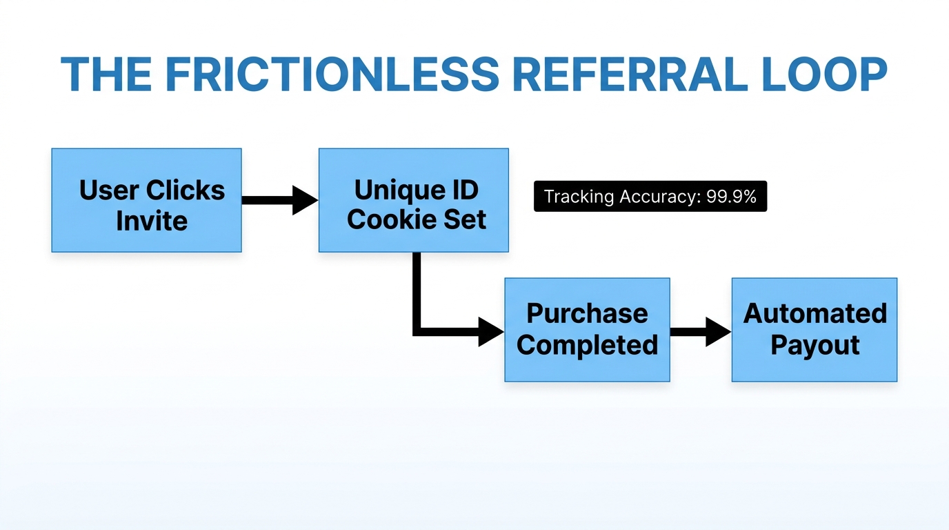 The automated workflow for tracking referrals without user-entered codes.