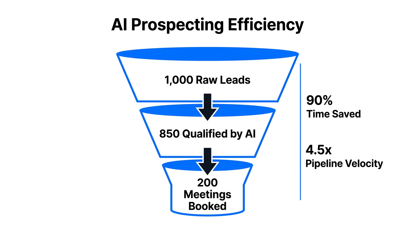 Sales funnel impact using automated prospect research at scale.