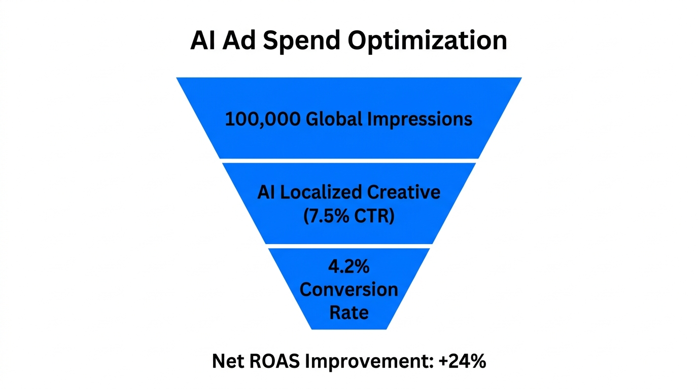 Funnel showing conversion lift through AI-localized ad creative.