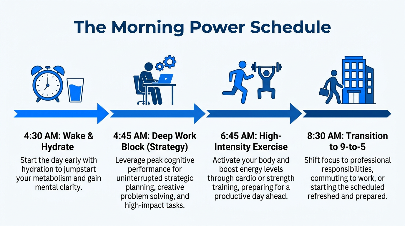 A high-performance morning routine designed for side hustle growth.
