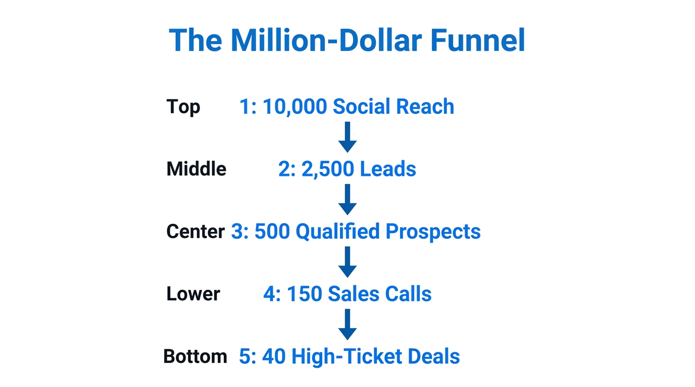 The conversion funnel required to hit million-dollar revenue targets.