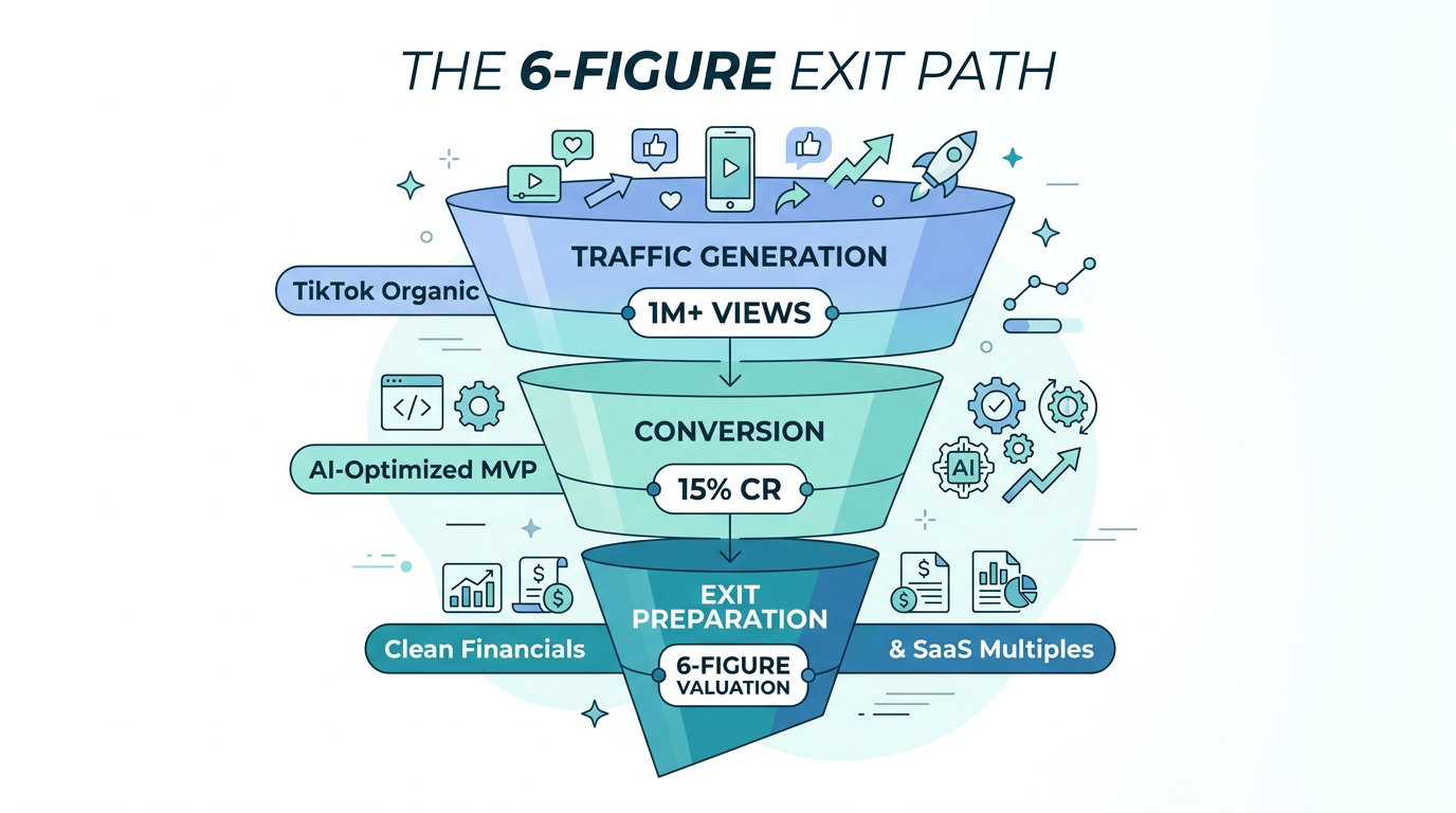 Marketing funnel leading to a high-value business exit.