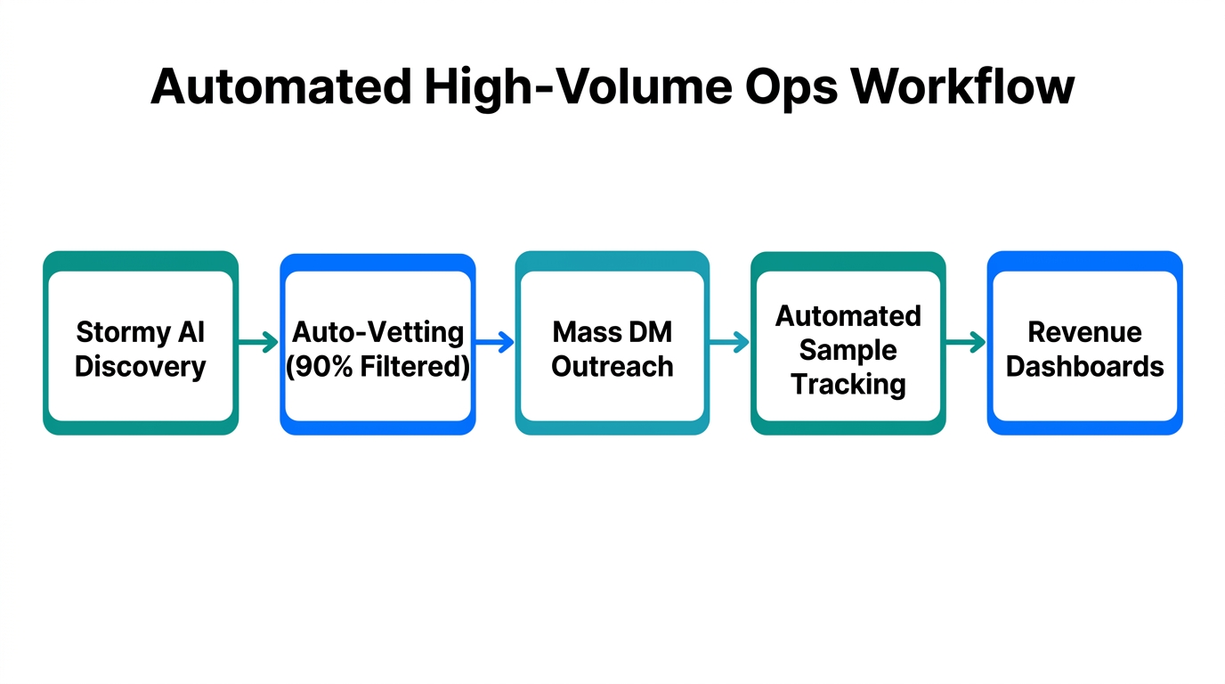 Workflow showing how AI automates affiliate management at scale.