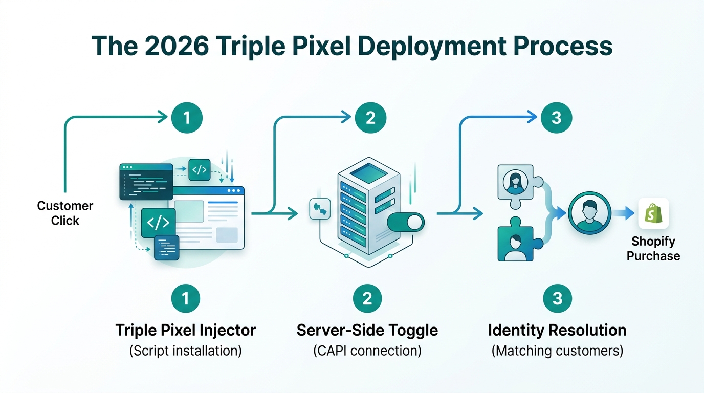 Three-step technical deployment of the 2026 Triple Pixel stack.
