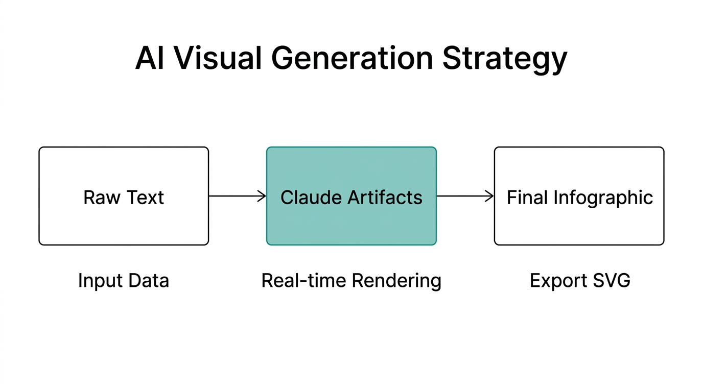 Workflow showing how Claude Artifacts turn raw text into visuals.