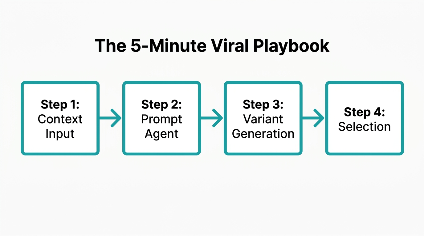 The four-step automated workflow for generating viral YouTube thumbnails.
