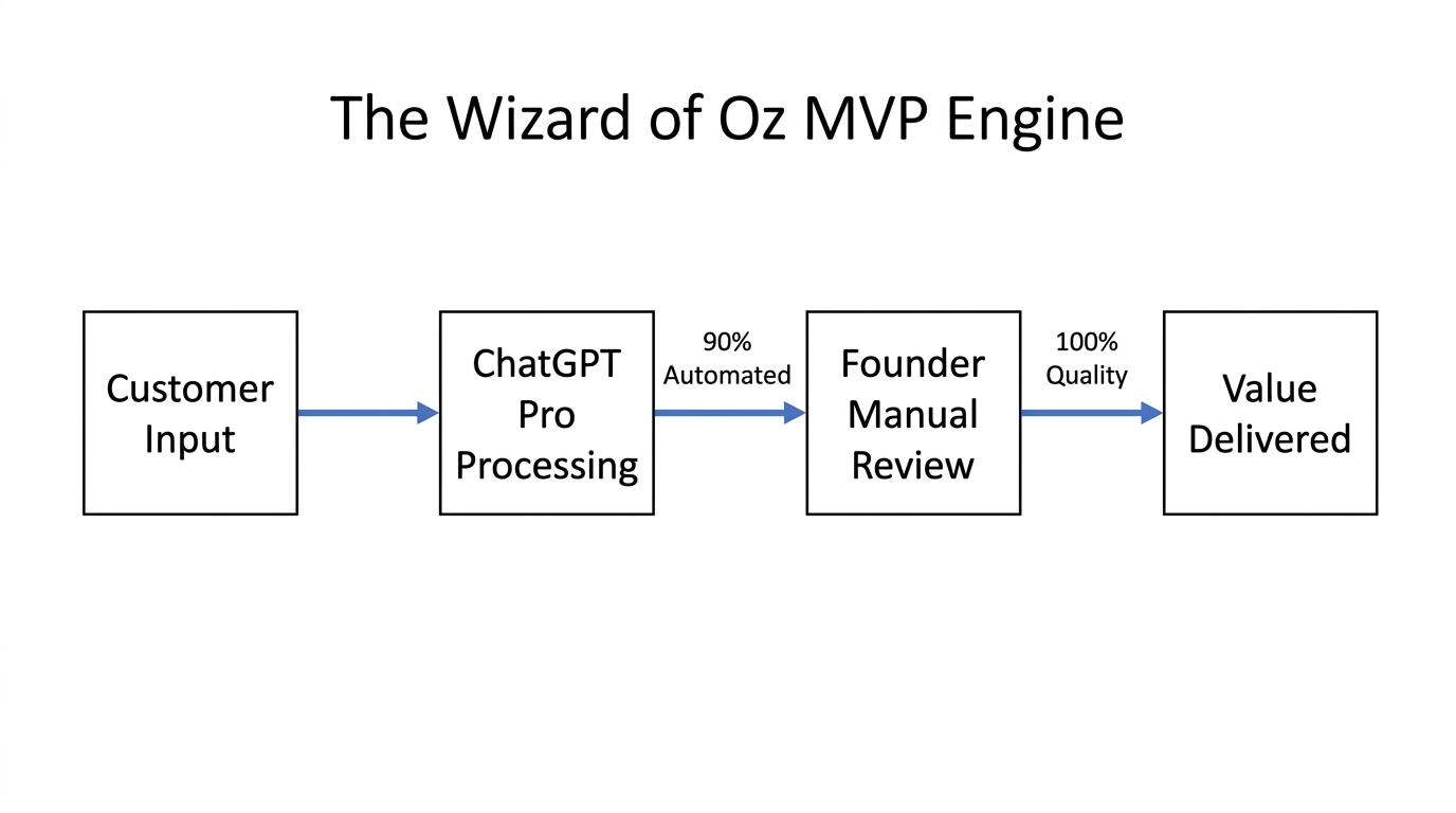 The operational workflow of a ChatGPT-driven Wizard of Oz MVP.
