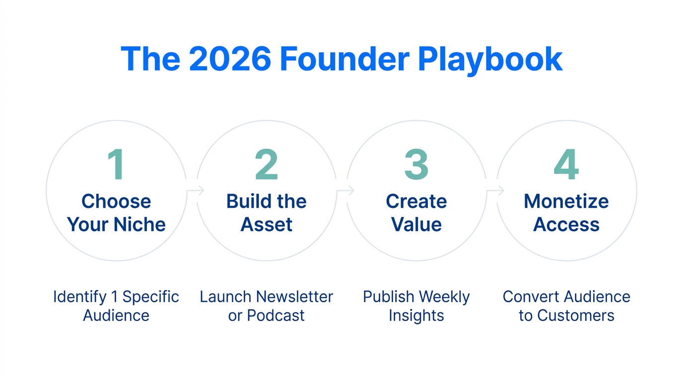 A step-by-step roadmap for founders to build a media-first brand.