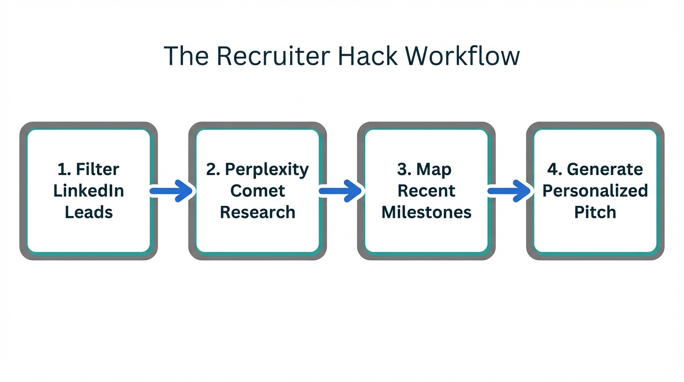Step-by-step process for the Recruiter Hack lead generation strategy.