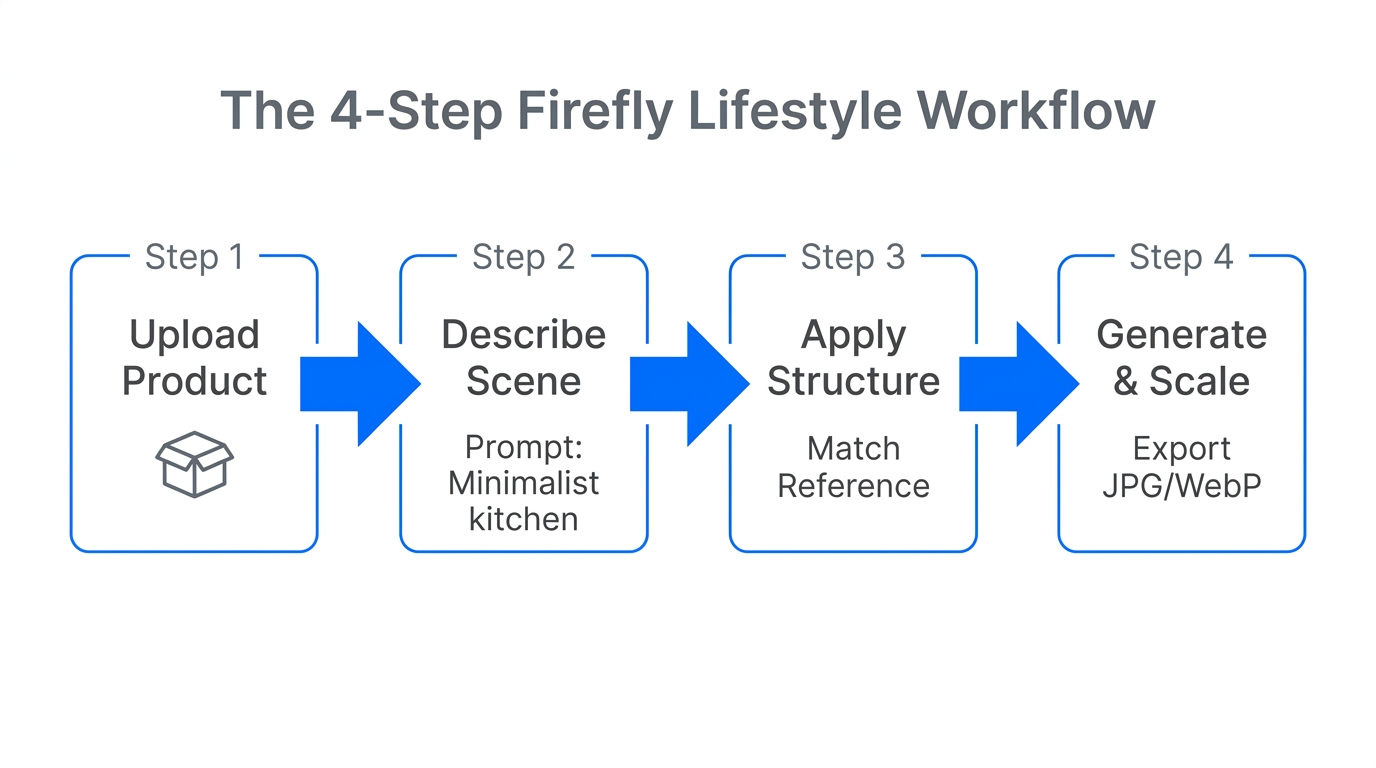 A step-by-step guide to generating lifestyle images with Adobe Firefly.
