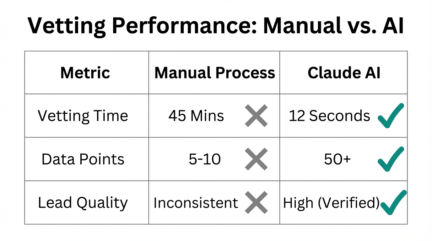 Comparison of efficiency and quality between manual and AI vetting.