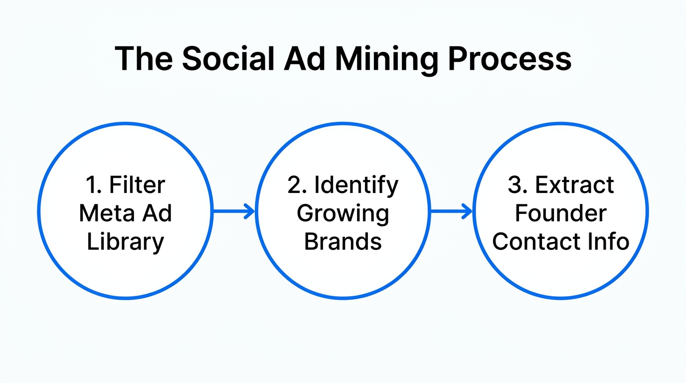 Three steps to identify and contact high-ticket social advertisers.