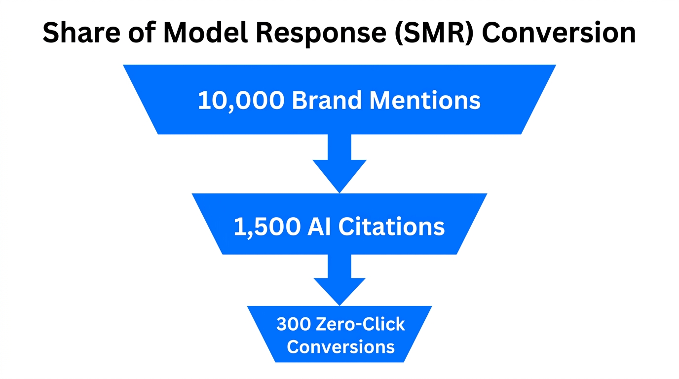 Conversion funnel demonstrating how brand mentions lead to AI citations.