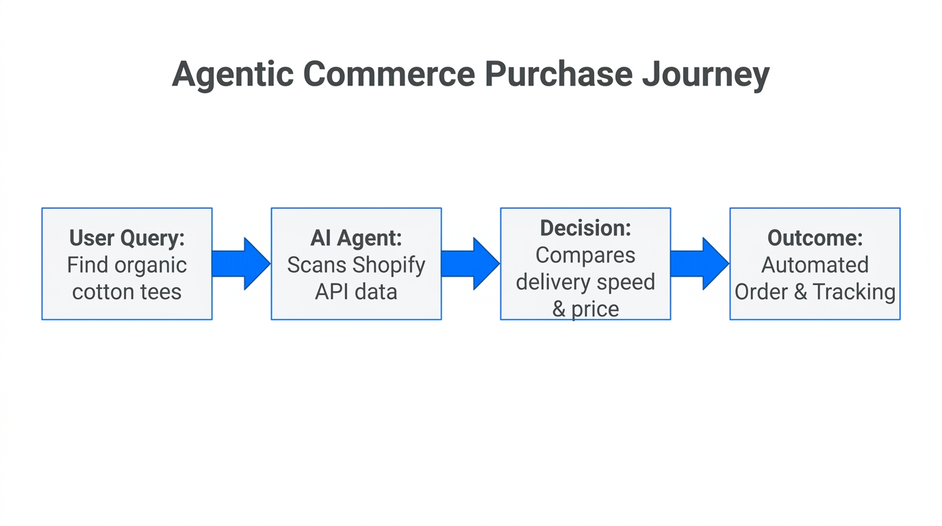 The automated workflow of a purchase in the agentic commerce era.