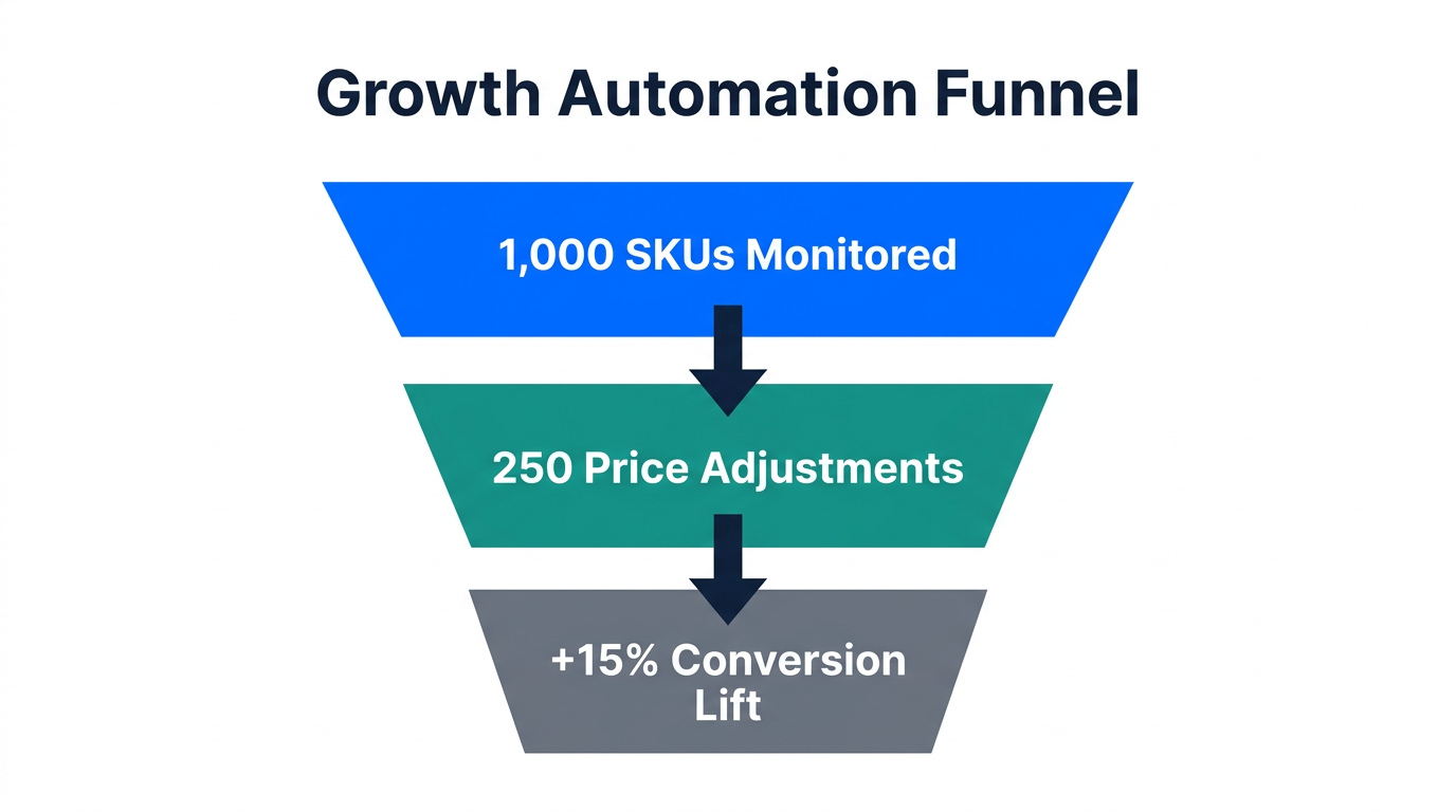 E-commerce growth funnel showing the impact of automated SKU management.