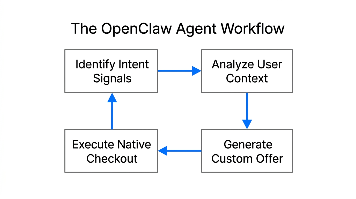 Step-by-step workflow of an autonomous OpenClaw sales agent.